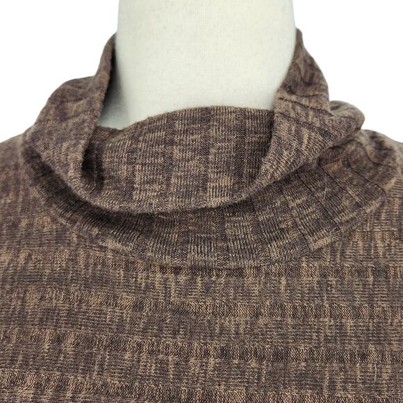 Puella Ribbed Knit Tunic Mock Turtleneck Sweater Brown Womens Size Large - Picture 7 of 8
